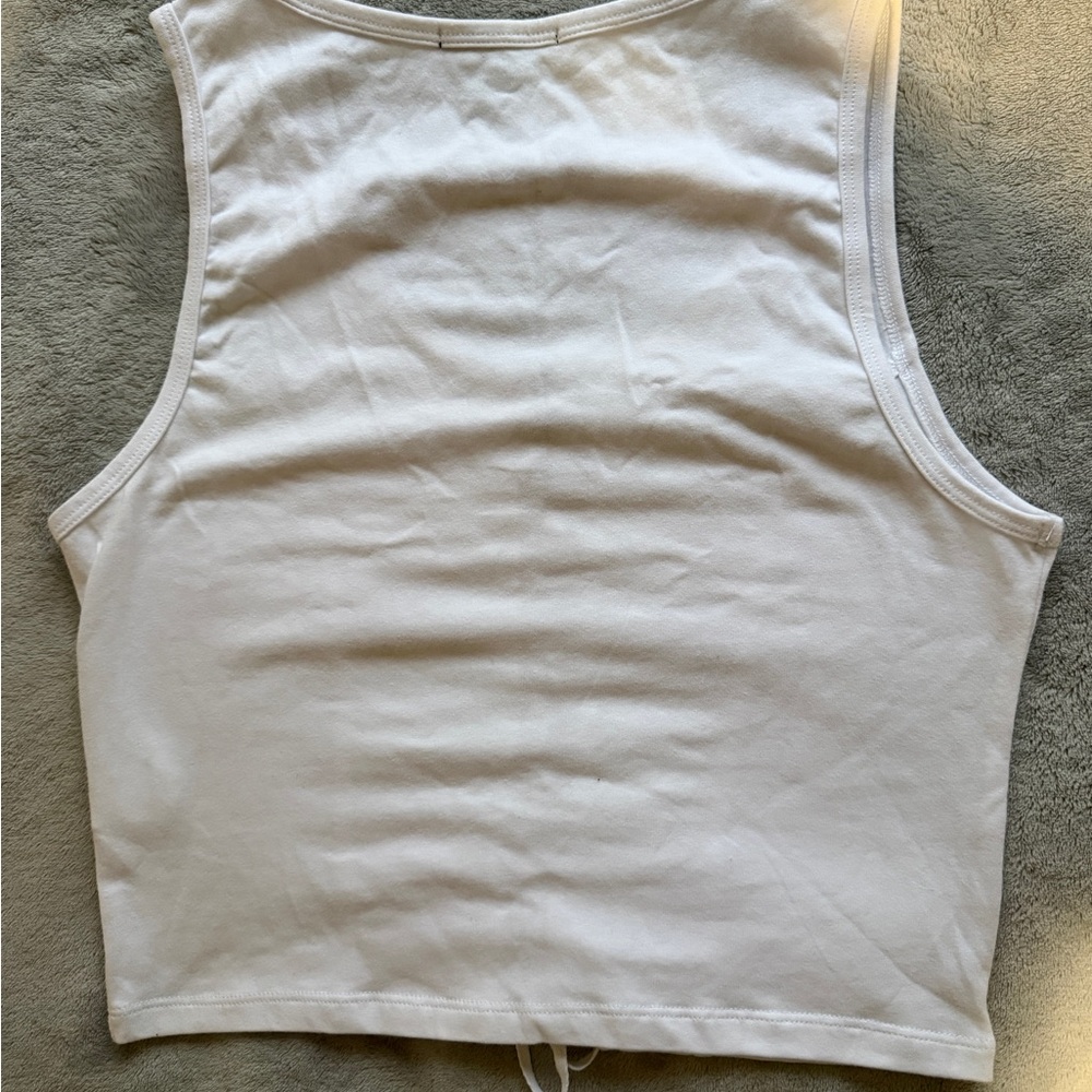 Ambiance White Lace-Up Tank Top - Picture 4 of 4